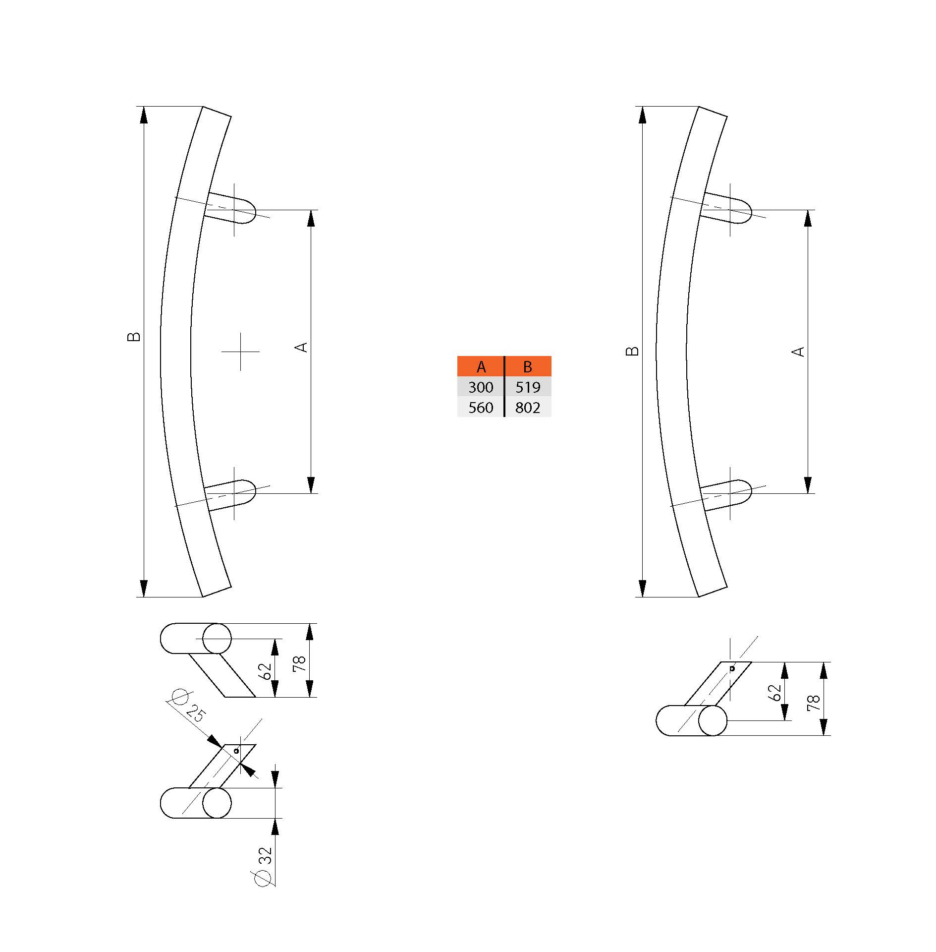 Schita manere inox curbate